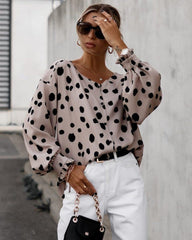 Pink Button Frill Cuffs Oversize Puff Sleeve Blouse
