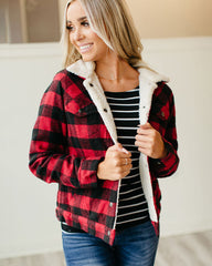 Plaid Fleece Cropped Button Down Jackets