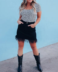 Solid Color Short Skirt Tassel Skinny Denim Skirts