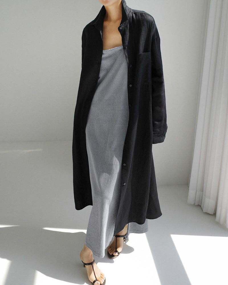 Shirt Dress Lightweight Button Maxi Dress