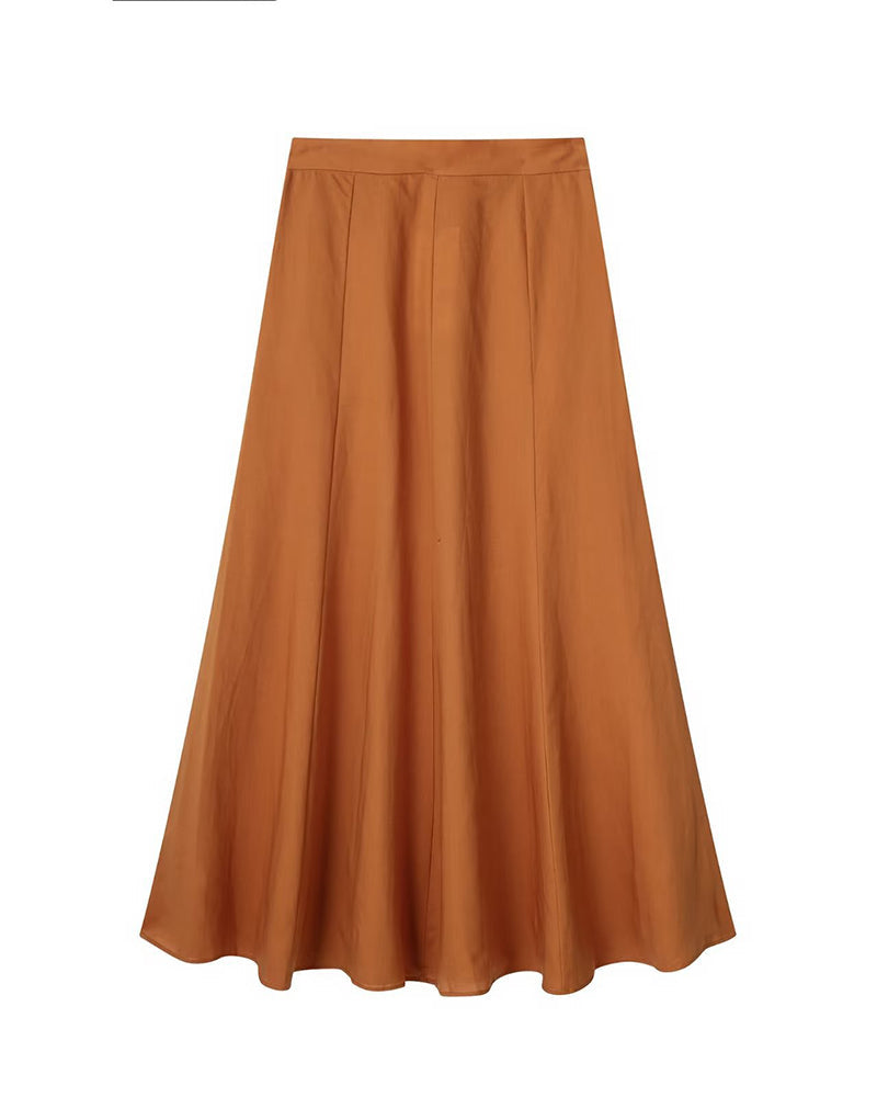 Two-Piece Set Sleeveless V-Neck Crop Top and Midi Flared Skirt Suits