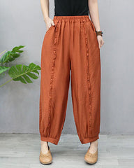 Elastic Waist Plus Size Women's Loose Casual Cropped Pants