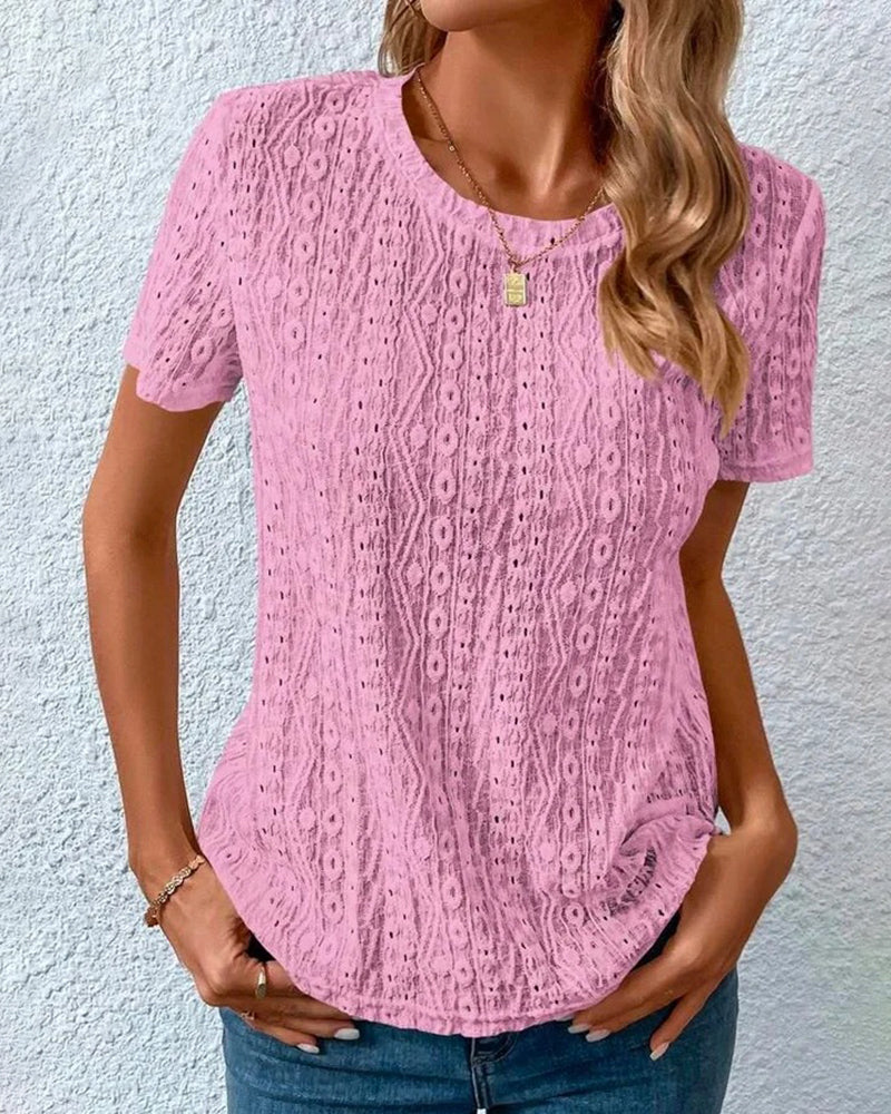 Casual Loose Fit Short Sleeve T-shirts Blouse