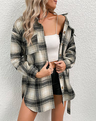 Plaid Drop Shoulder Belted Shirt Coat