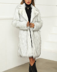 Faux Fur Fox Coat Long Warm Thick Overcoat Cardigan