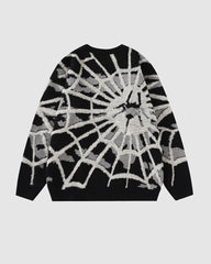 Oversized Spider Printed Knit Sweaters Casual Loose Round Neck Unisex Sweater