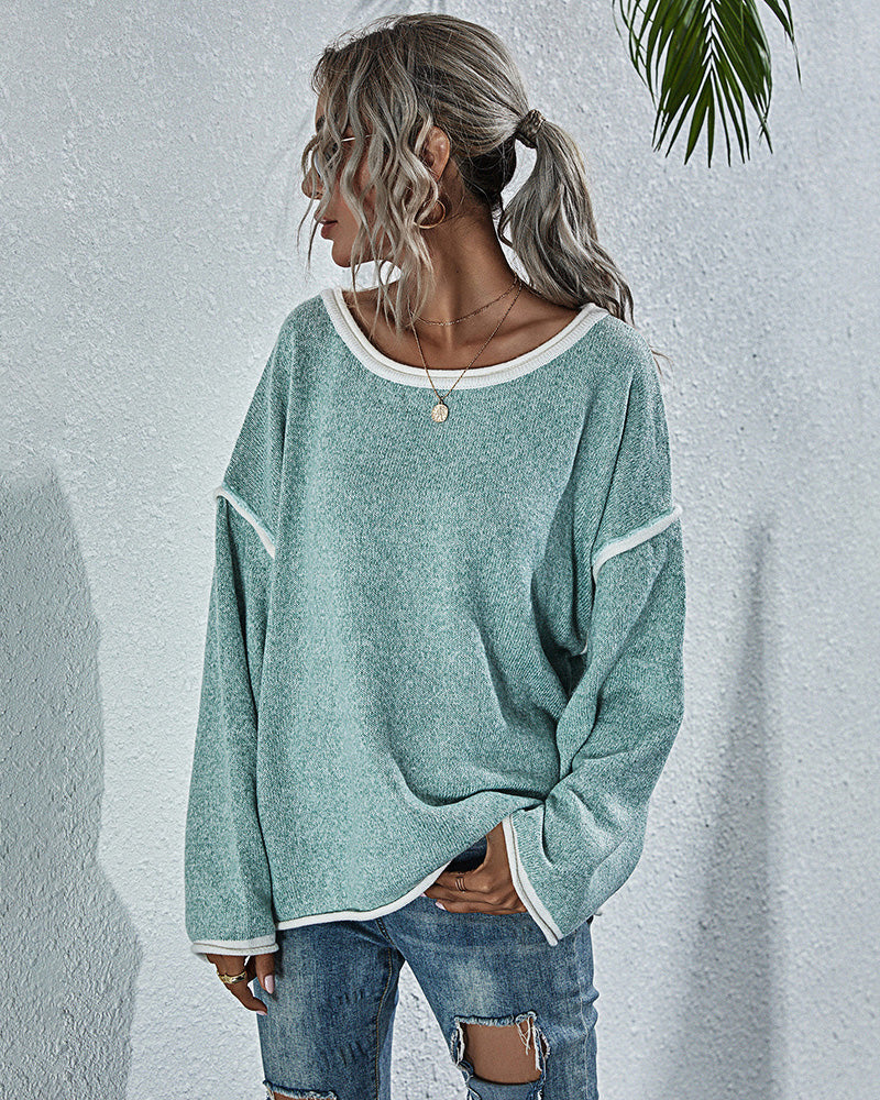 Oversized Soft Knit Long Batwing Sleeve Pullover Sweater Tunic Outfit Tops