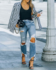 High Waist Fashion Distressed Ripped Jeans Casual Women's 90??£¤S Flare Jeans