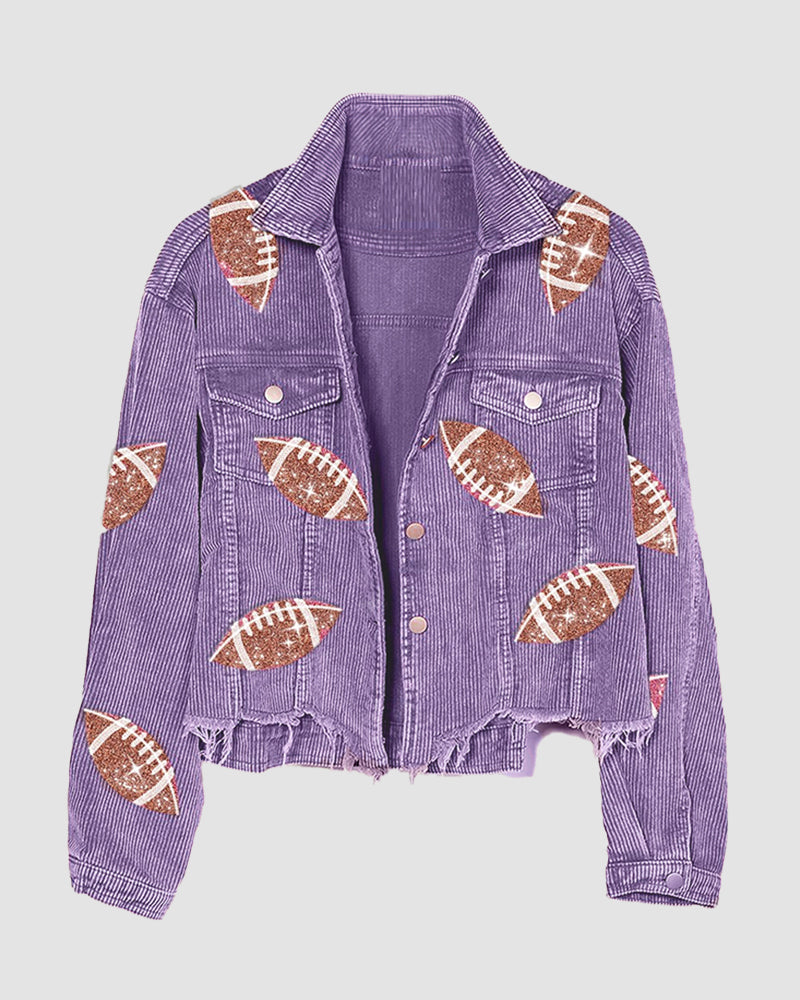 Game Day Football Corduroy Long Sleeve Jacket