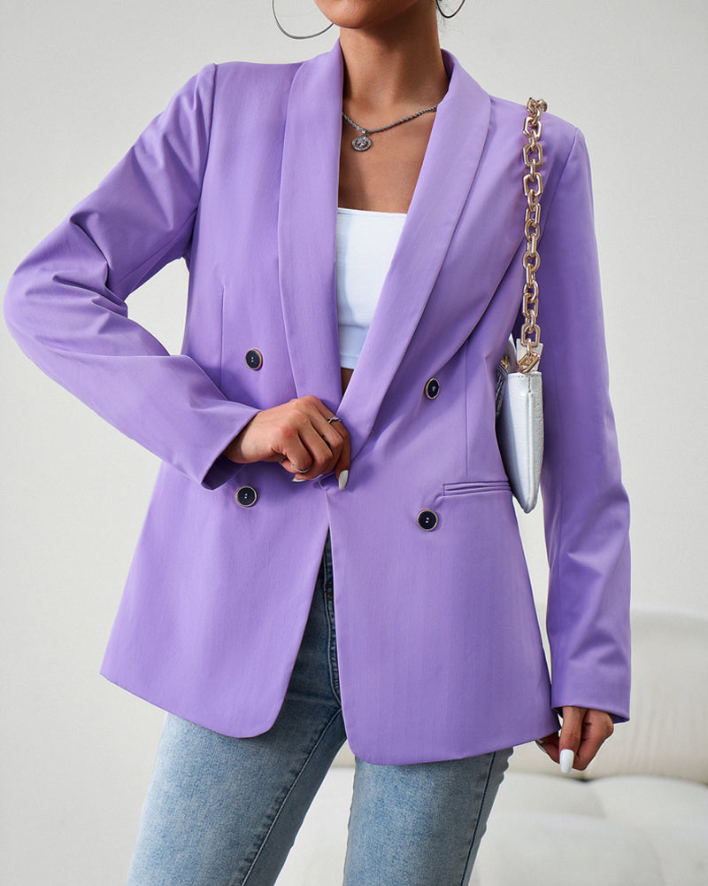 Casual Blazers Double Breasted Long Sleeve Work Office Blazer Jacket