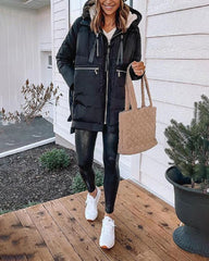 Thickened Side Zip Puffer Coat Puffer Down Jacket