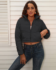 Short Puffer Jacket Stands Up Zipper Outerwear
