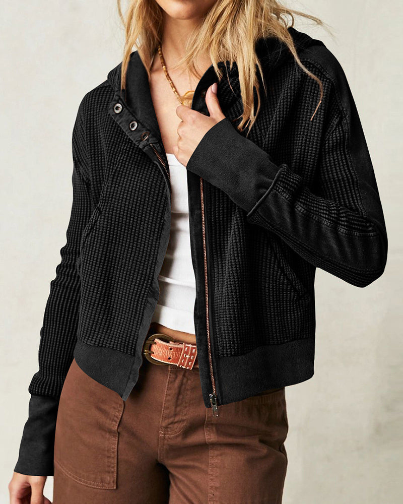 Long Sleeve Loose Slouchy Zip Hoodie Jacket