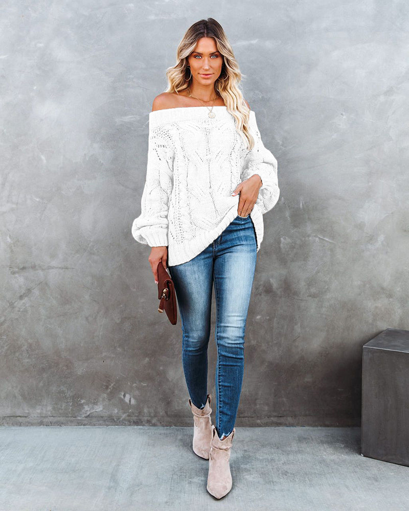 Off Shoulder Loose Knitwear Sweater