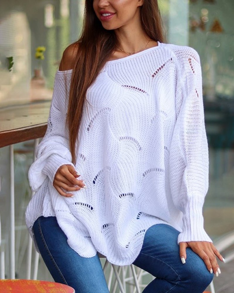 Plus Size Loose Hollow Knitwear Sweater