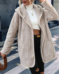 Hooded Loose Double-sided Plush Buttonless Cardigan Jacket