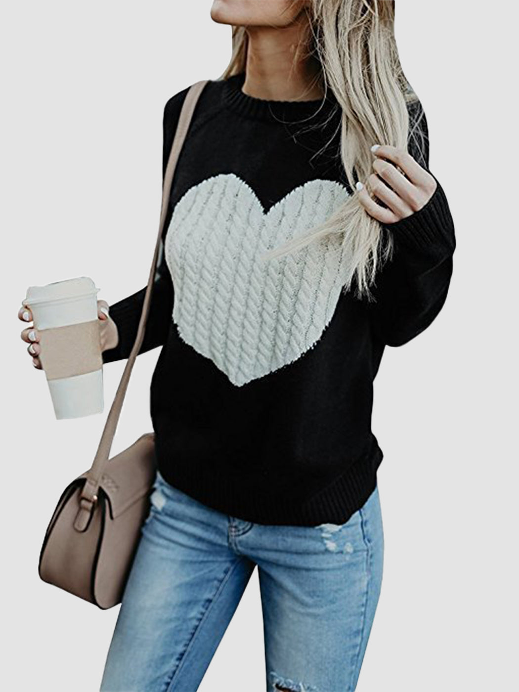 Love Heart Shirt Plus Size Pullover Sweater