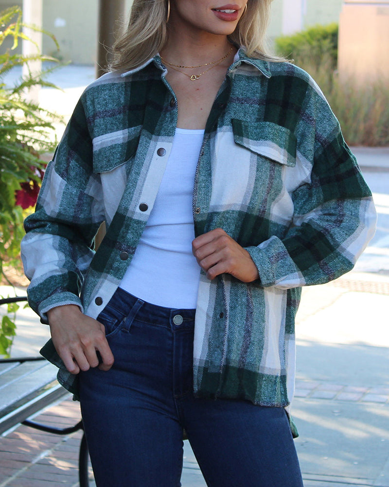 Plaid Print Shirt Jacket Outerwear