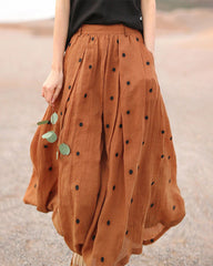 Polka Dot Print Skirt Women's Summer All-Match Midi-Calf Long Skirts