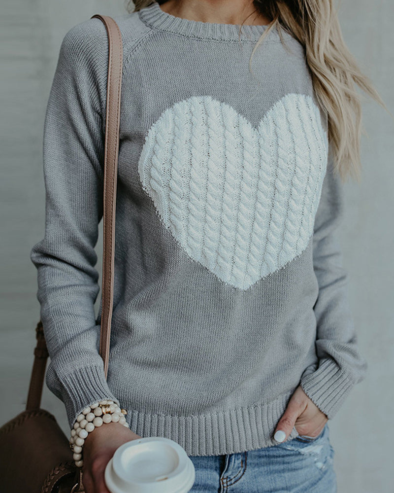 Love Heart Shirt Plus Size Pullover Sweater