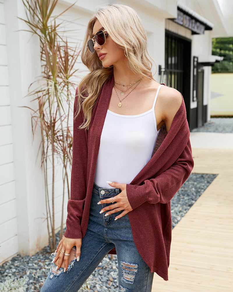 Loose Fit Lightweight V-neck Open Front Sweater Cardigan