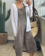 Adjustable Bib Overalls Casual Wide Leg Baggy Jumpsuit with Pockets