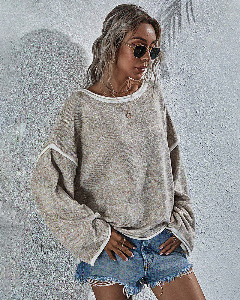 Oversized Soft Knit Long Batwing Sleeve Pullover Sweater Tunic Outfit Tops