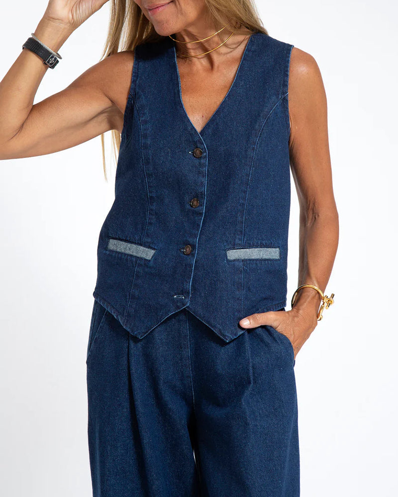 Casual Denim Slim-fit Sleeveless Vest Waistcoats