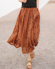 Polka Dot Print Skirt Women's Summer All-Match Midi-Calf Long Skirts