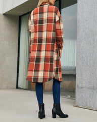 Button Down Plaid Classic Long Shirt Jacket