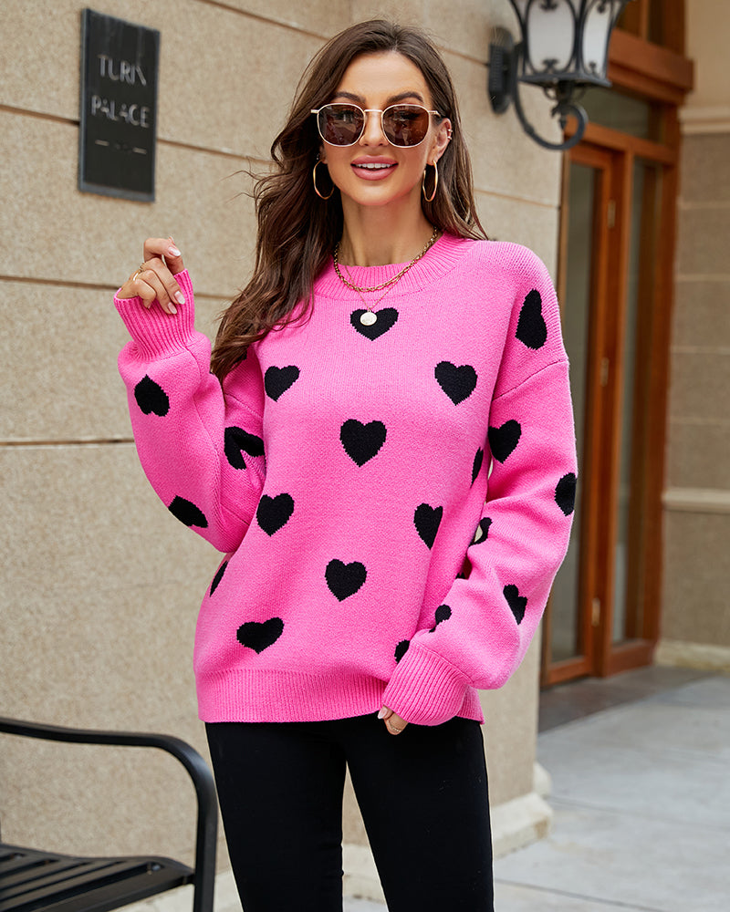 Valentine's Day Heart Pattern Knitwear Sweater