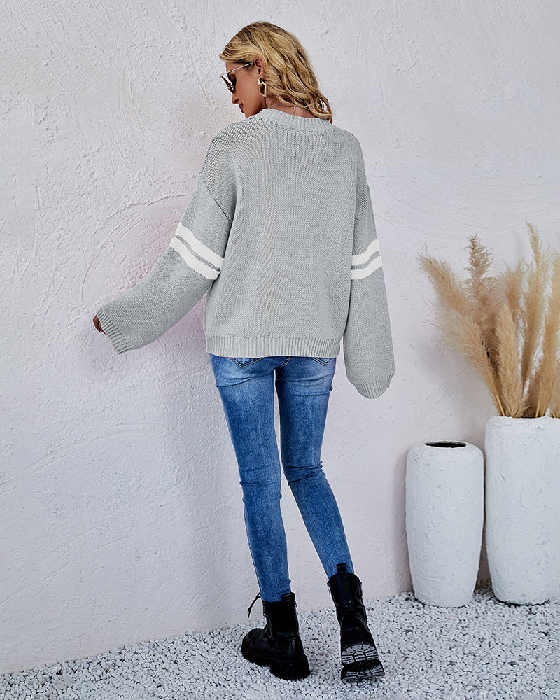Valentine's Day Loose Heart Pattern Knitted Sweater