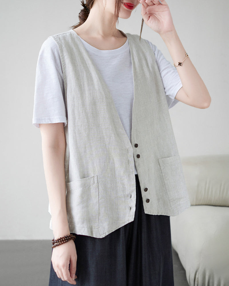 Sleeveless Vest Jacket Casual Loose Women's Waistcoat