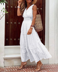 Lace Deep V Wedding Bridal Dress Banquet Evening Party Maxi Dress White Dress