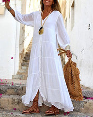 Boho Maxi Dress Ladies Long Sleeve Loose Smock Sundress