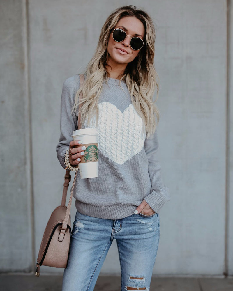 Love Heart Shirt Plus Size Pullover Sweater