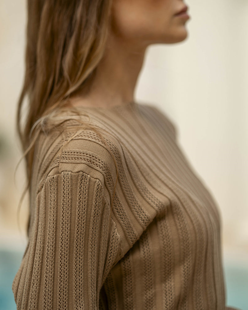 Casual Knitted Two-piece Set Irregular Split Hem Sweater and Wide-leg Pants
