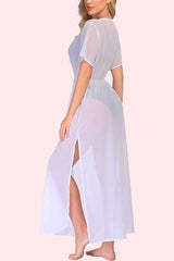Cover ups Chiffon Deep V Neck Maxi Dress - Zeagoo (Us Only)