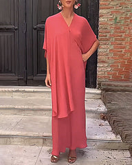 Soft Two-Piece Set Multiwears Versatile Irregular Top and Elegant Dress