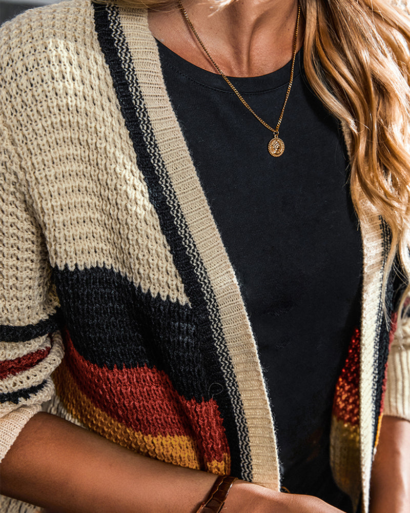 Striped Chunky Knit Cardigan