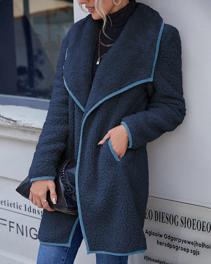 Lapel Irregular Mid -length Double -sided Plush Coat