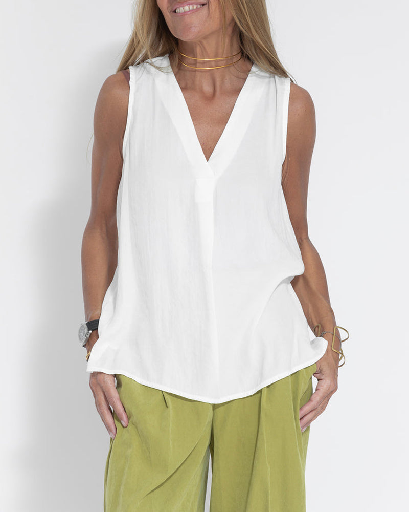 Women's Sleeveless V-Neck Chiffon Blouse Vest