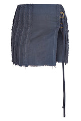 Raw Hem Buckle Trim Micro Mini Skirt