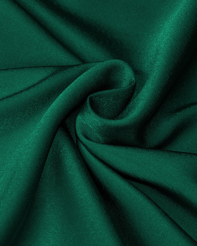 Long Formal Satin Dress Mock Neck High Neck Evening Dress