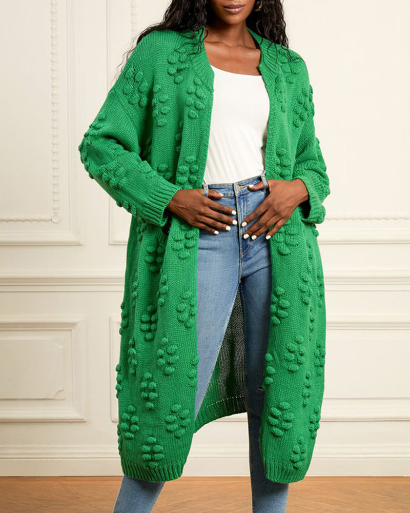 Ankle Length Women Cardigan Sweaters Trendy Drum Wave Knitted Jacket