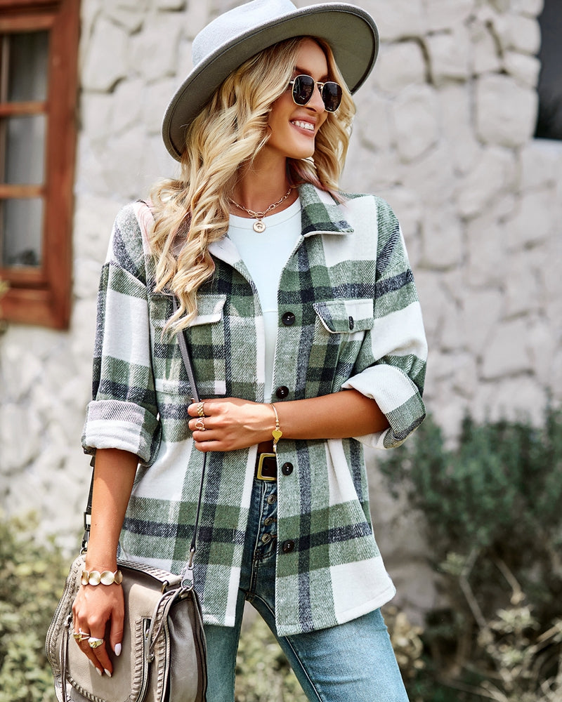 Long Sleeve Plaid Top Jacket