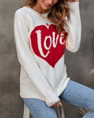 Loose Loving Letters Round Collar Long-sleeved Sweater