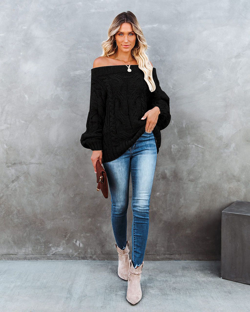 Off Shoulder Loose Knitwear Sweater