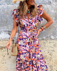 Bohemian Floral Print Daily Holiday Going out V Neck Sleeveless Dress