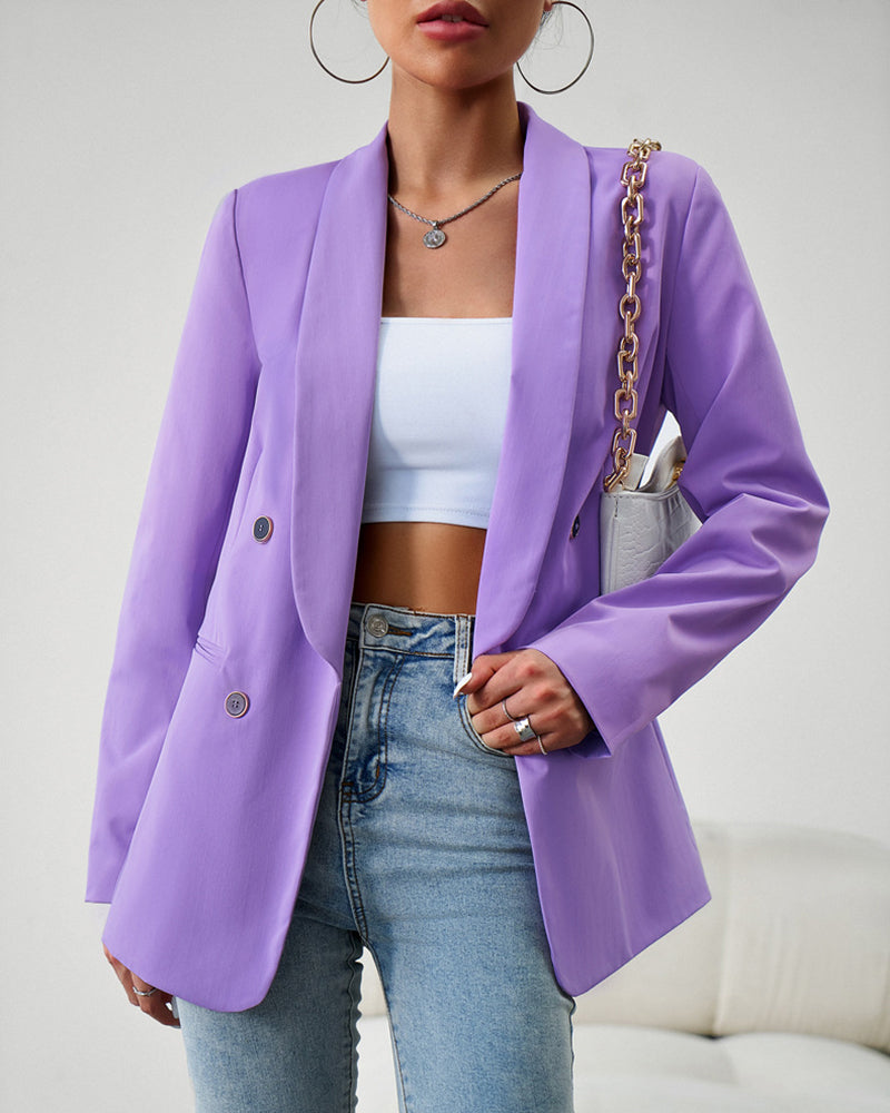 Casual Blazers Double Breasted Long Sleeve Work Office Blazer Jacket